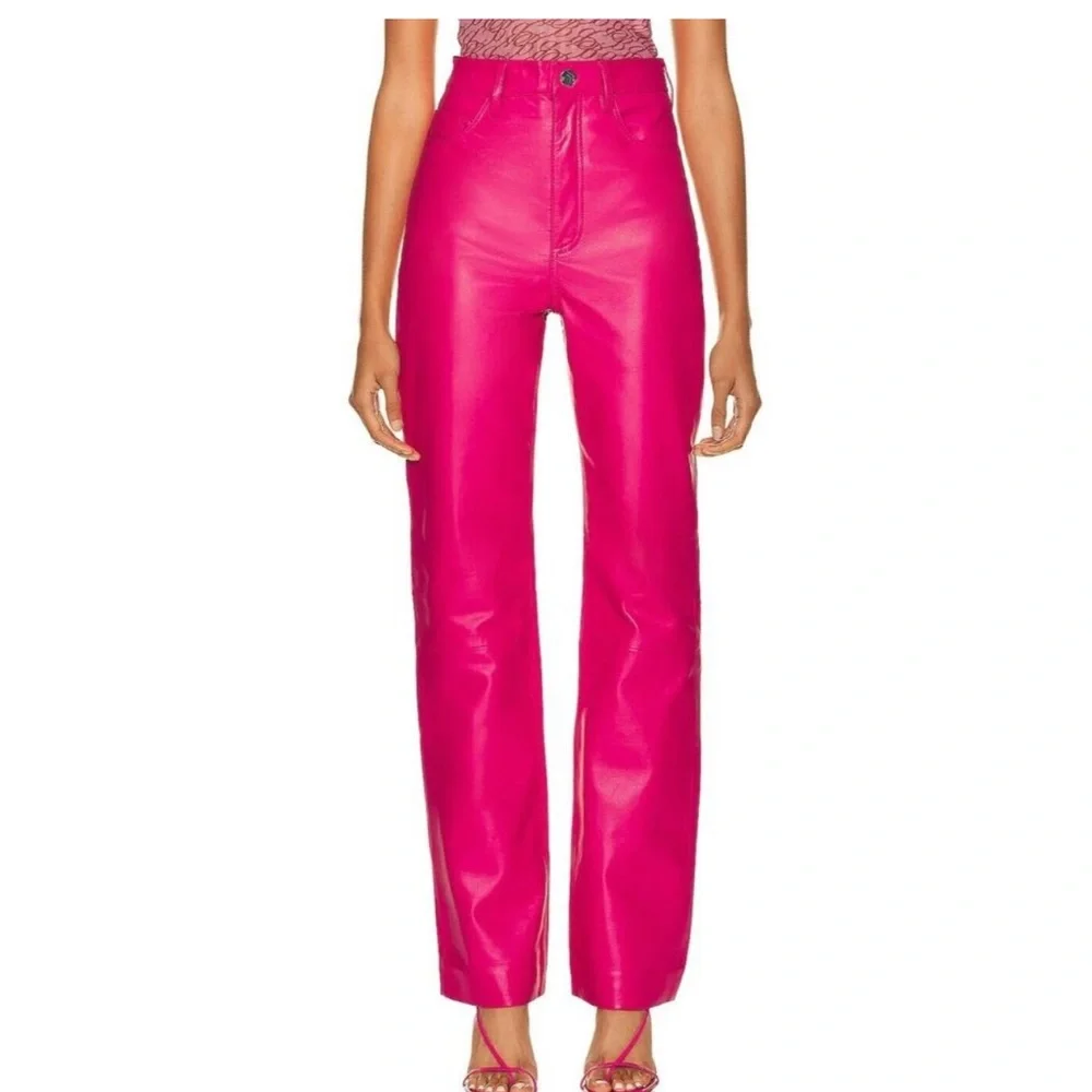 Women's Pink Straight Leg Pants - Picture 5 of 8